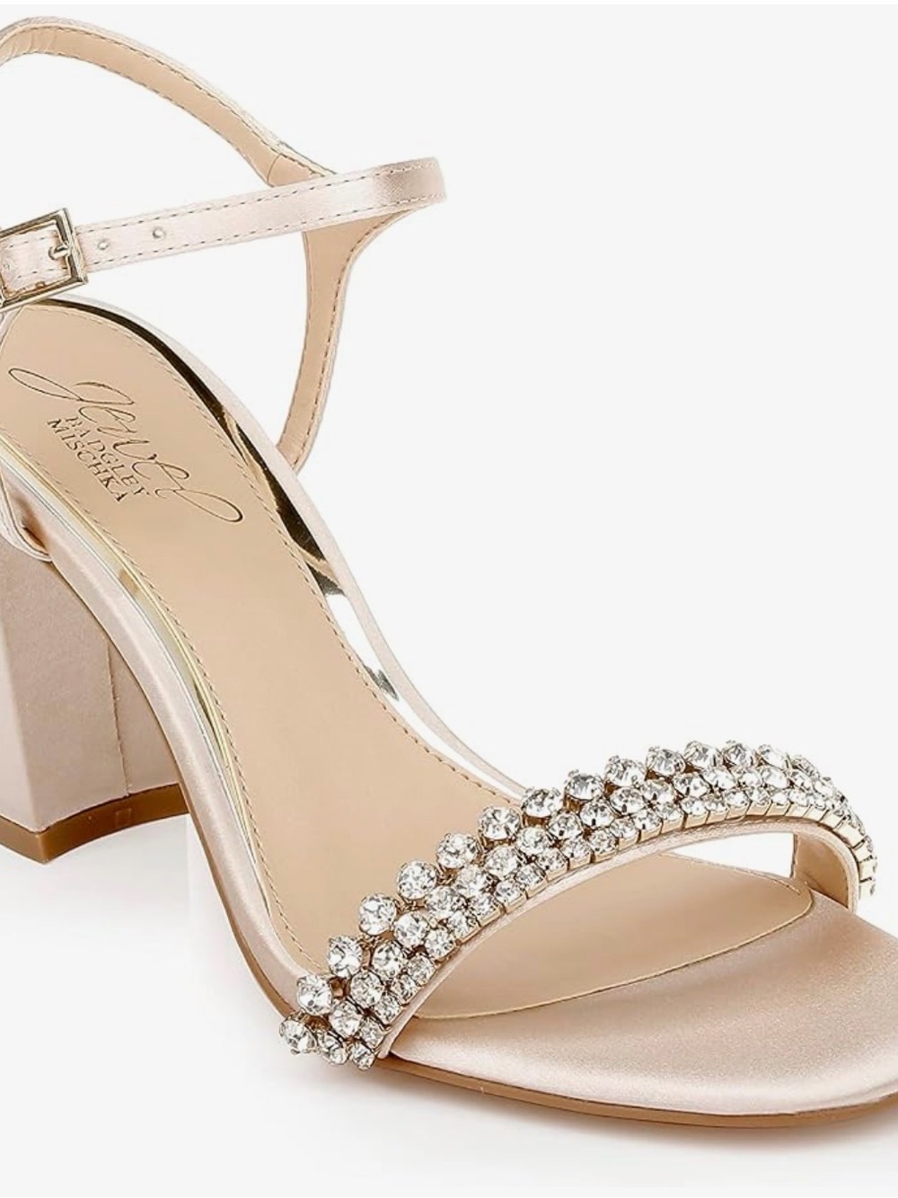 Badgley Mischka Gold Crystal-Strap Ankle-Wrap Sandals